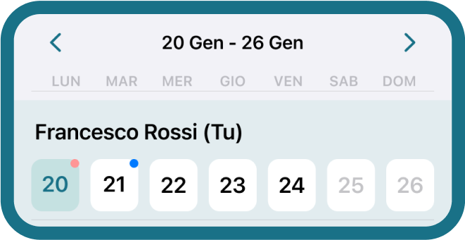Dettaglio funzione Orario settimanale