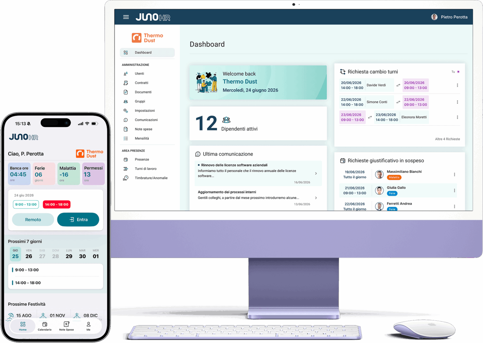 Juno HR | Software Gestione Presenze e Turni di Lavoro