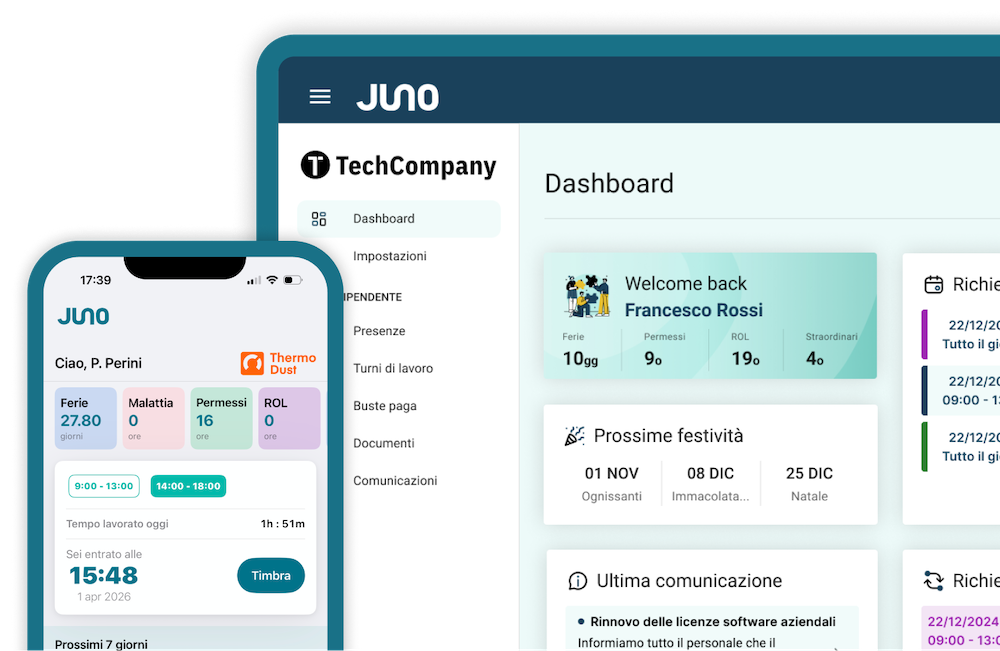 Timbrature Funzionalità Juno HR